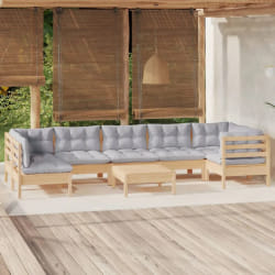 VIDAXL Salon de jardin 8 pcs Gris