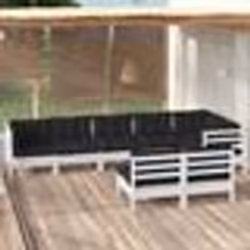 vidaXL Salon de jardin 8 pcs avec coussins blanc bois de pin massif