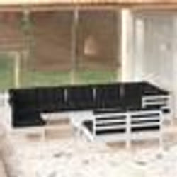 vidaXL Salon de jardin 10 pcs avec coussins blanc bois de pin massif
