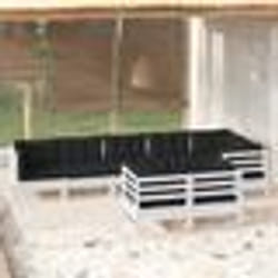 vidaXL Salon de jardin 8 pcs avec coussins blanc bois de pin massif