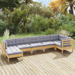 vidaXL Salon de jardin 7 pcs - Bois de pin massif