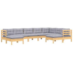 Salon De Jardin 9 Pcs Avec Coussins Gris Bois De Pin Massif Vidaxl