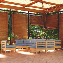 Salon De Jardin 10 Pcs Avec Coussins Gris Bois De Pin Massif Vidaxl