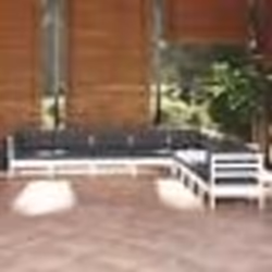 vidaXL Salon de jardin 9 pcs avec coussins blanc bois de pin massif