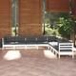 vidaXL Salon de jardin 9 pcs avec coussins blanc bois de pin massif