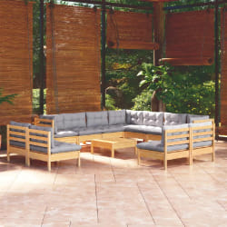 vidaXL Salon de jardin 12 pcs - Gris foncé