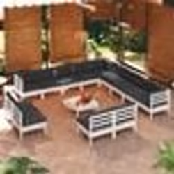 vidaXL Salon de jardin 14 pcs avec coussins blanc bois de pin solide