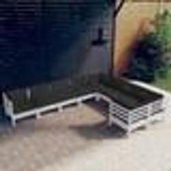vidaXL Salon de jardin 9 pcs avec coussins blanc bois de pin