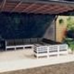 vidaXL Salon de jardin 11 pcs avec coussins blanc bois de pin