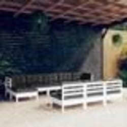 vidaXL Salon de jardin 10 pcs avec coussins blanc bois de pin