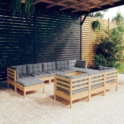 VidaXL Salon de jardin 10 pcs - Gris