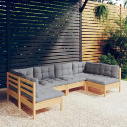 VIDAXL Salon de jardin 6 pcs - Bois de pin massif Gris