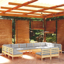vidaXL Salon de jardin 13 pcs - Bois de pin solide