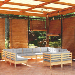 vidaXL Salon de jardin - 11 pièces - Gris