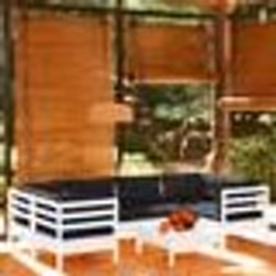 vidaXL Salon de jardin 7 pcs avec coussins blanc bois de pin