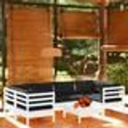 vidaXL Salon de jardin 7 pcs avec coussins blanc bois de pin