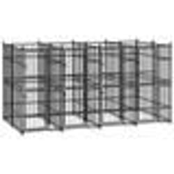 vidaXL Chenil d'extérieur pour chiens Acier 7,37 m²