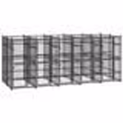 vidaXL Chenil d'extérieur pour chiens Acier 9,22 m²