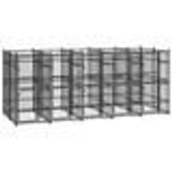 vidaXL Chenil d'extérieur pour chiens Acier 9,22 m²