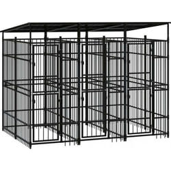 vidaXL Chenil d'extérieur avec toit pour chiens Acier 5,53 m²