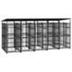 vidaXL Chenil d'extérieur avec toit pour chiens Acier 9,22 m²