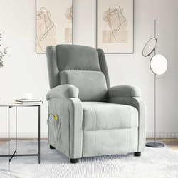 vidaXL Fauteuil de massage gris clair velours - TU