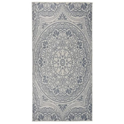vidaXL Tapis à tissage plat d'extérieur 100x200 cm Motif bleu - TU