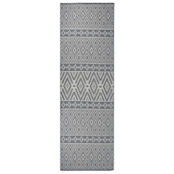 vidaXL Tapis à tissage plat d'extérieur 80x250 cm Rayures bleues - TU