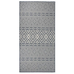vidaXL Tapis à tissage plat d'extérieur 100x200 cm Rayures bleues - TU