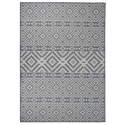 vidaXL Tapis à tissage plat d'extérieur 120x170 cm Rayures bleues - TU