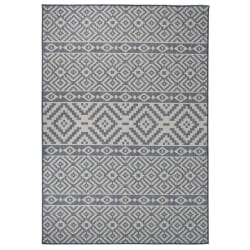 vidaXL Tapis à tissage plat d'extérieur 160x230 cm Rayures bleues - TU