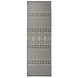vidaXL Tapis à tissage plat d'extérieur 80x250 cm Rayures noires - TU
