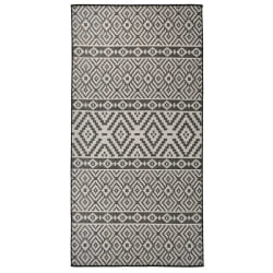 vidaXL Tapis à tissage plat d'extérieur 100x200 cm Rayures noires - TU