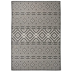 vidaXL Tapis à tissage plat d'extérieur 120x170 cm Rayures noires - TU