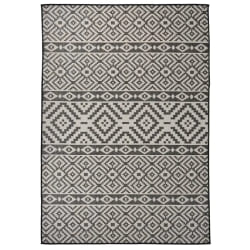 vidaXL Tapis à tissage plat d'extérieur 140x200 cm Rayures noires - TU