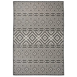 vidaXL Tapis à tissage plat d'extérieur 160x230 cm Rayures noires - TU