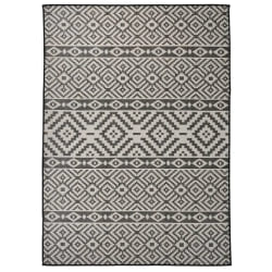 vidaXL Tapis à tissage plat d'extérieur 200x280 cm Rayures noires - TU