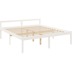 Cadre De Lit Blanc Bois De Pin Massif 200x200 Cm