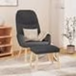 vidaXL Chaise de relaxation avec tabouret Gris foncé Tissu - TU