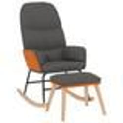 vidaXL Chaise à bascule avec repose-pied Gris foncé Tissu - TU