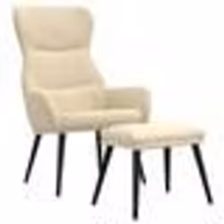 vidaXL Chaise de relaxation avec tabouret Crème Tissu