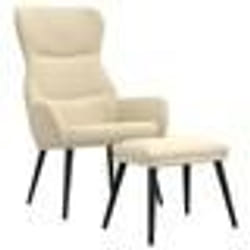 vidaXL Chaise de relaxation avec tabouret Crème Tissu