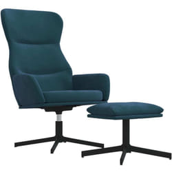 Chaise de relaxation avec tabouret Bleu Velours vidaXL