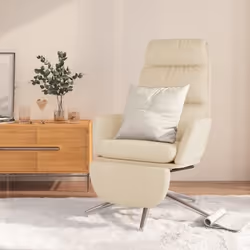 vidaXL Chaise de relaxation avec repose-pied Crème Tissu - TU