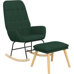 Chaise à bascule avec repose-pied Vert foncé Tissu vidaXL