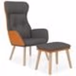 vidaXL Chaise de relaxation repose-pied Gris foncé Similicuir et tissu