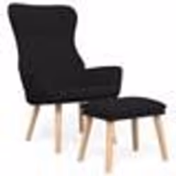 vidaXL Chaise de relaxation avec repose-pied Noir Tissu