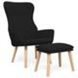 vidaXL Chaise de relaxation avec repose-pied Noir Tissu