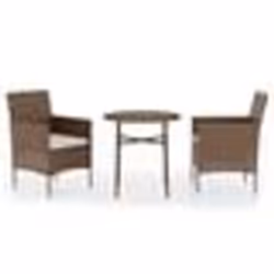 vidaXL Ensemble à manger de jardin 3pcs Résine tressée Marron