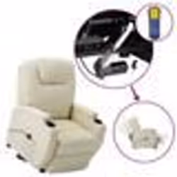 vidaXL Fauteuil releveur inclinable Crème Similicuir - TU